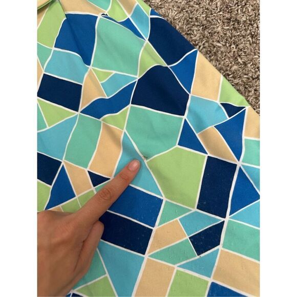 J. Mclaughlin Dolly Catalina Cloth Sleeveless Dress Belted Green/Blue Print XS - Picture 13 of 15